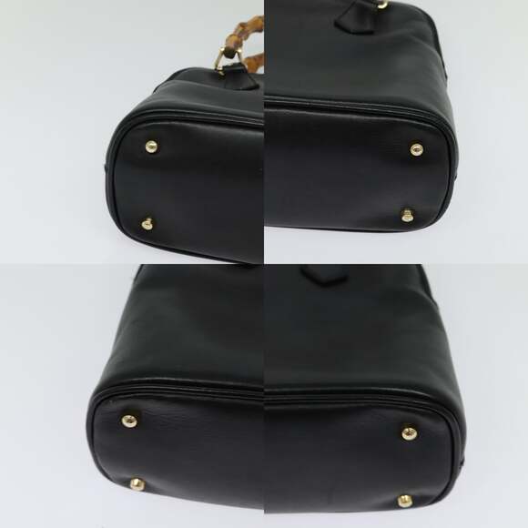 GUCCI Bamboo Hand Bag Leather Black Gold 000 2865 000 2865 - Picture 10 of 12